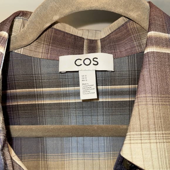 COS Oversized checked wool blend shirt with buttons dropped shoulders sz 12 - Picture 7 of 8